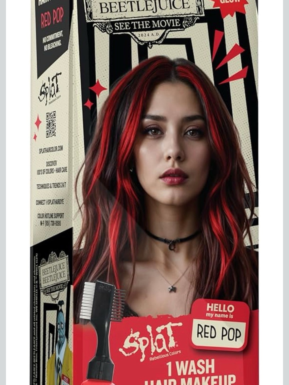 Splat 1 Wash Hair Makeup — Red Pop Temporary Red & Black Highlights